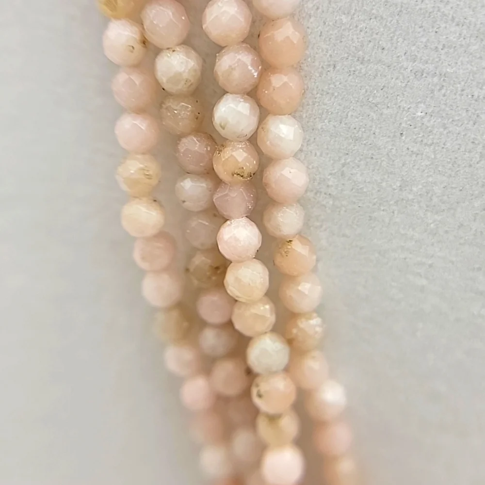 161 Cts Natural Pink Australian Opal 4 Strand Faceted Beaded Necklace Gemstone